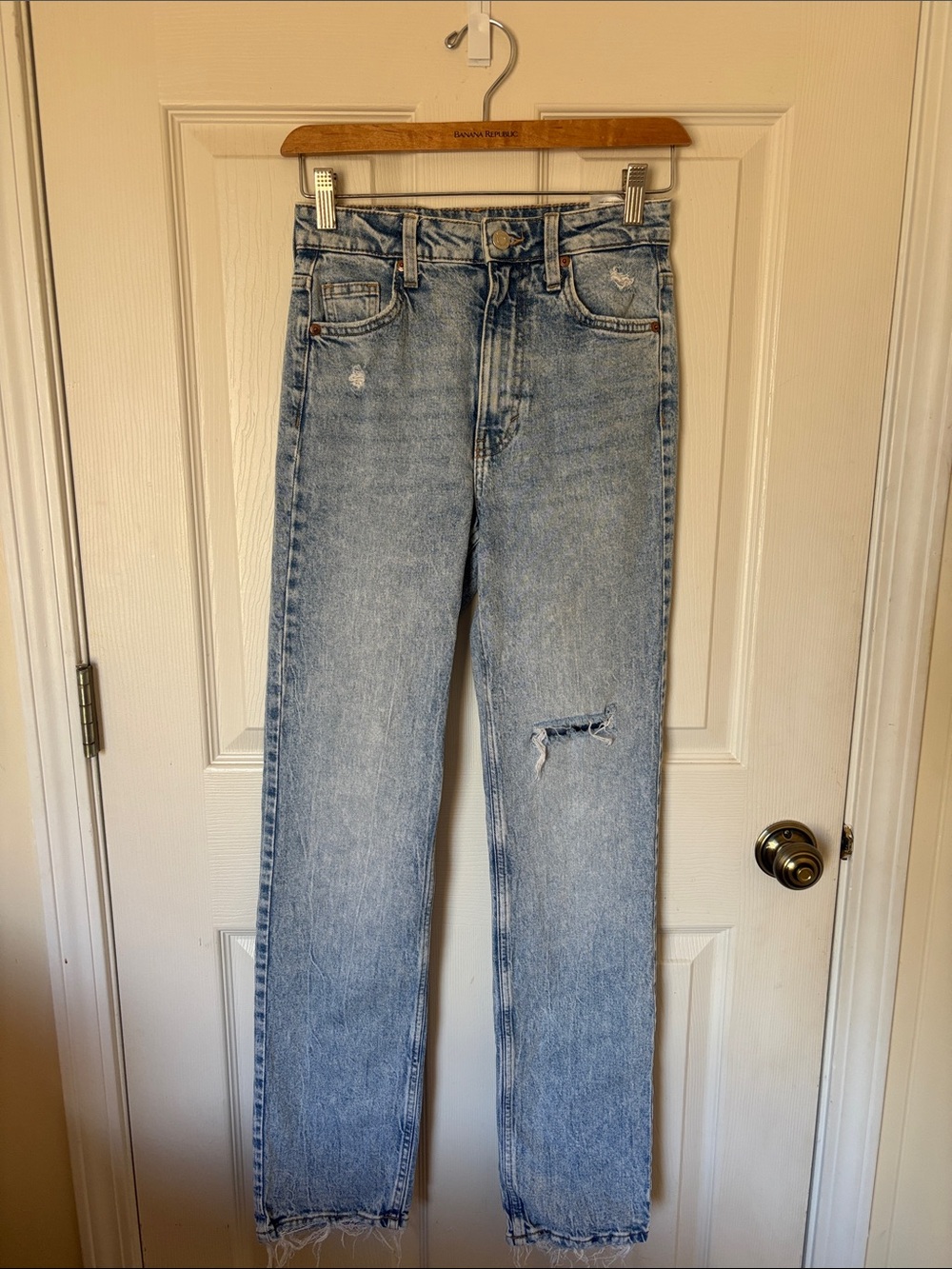 Denim & Denim Vintage High Rise Straight Jeans Size 0 | Light Wash